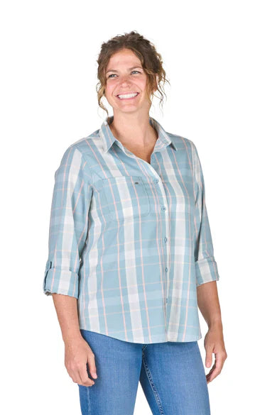Berne Women's Flex180 UPF Button Down Plaid Long Sleeve Shirt